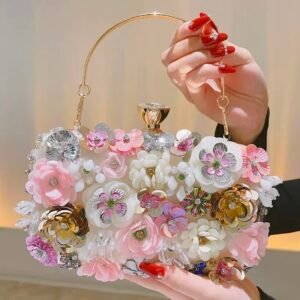 3d Floral Embellish Clutch Purse